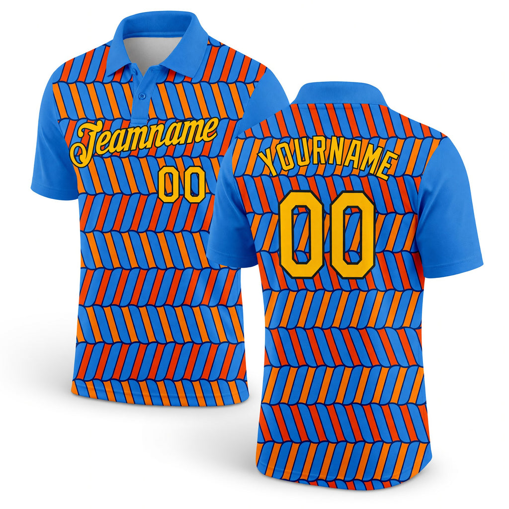 Custom Powder Blue Orange US Navy Blue-Black 3D Esports Performance T-Shirt