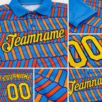 Custom Powder Blue Orange US Navy Blue-Black 3D Esports Performance T-Shirt detail