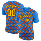 Custom Powder Blue Orange US Navy Blue-Black 3D Esports Performance T-Shirt photo 1