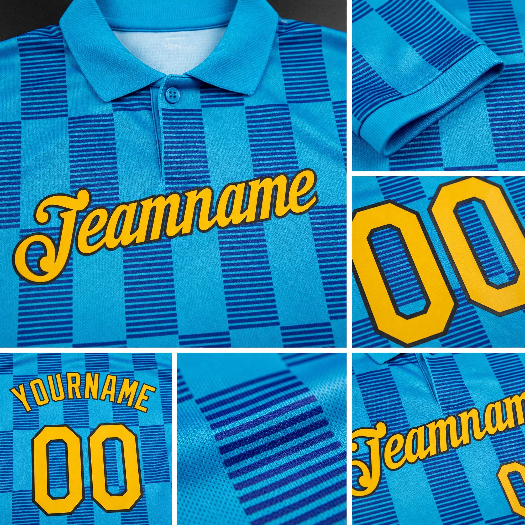 Custom Lakes Blue Gold Thunder Blue-Black 3D Esports Performance T-Shirt detail