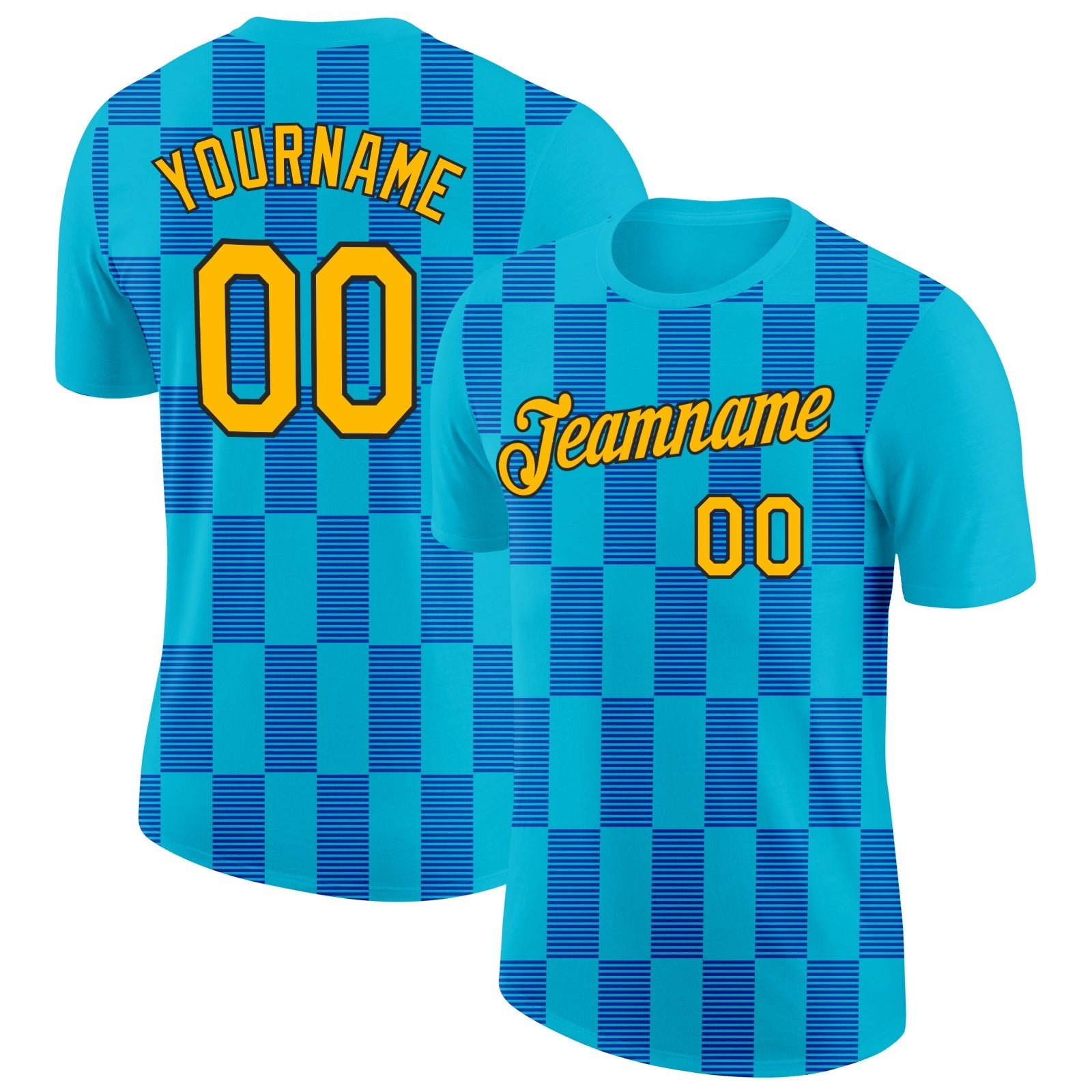 Custom Lakes Blue Gold Thunder Blue-Black 3D Esports Performance T-Shirt photo 1