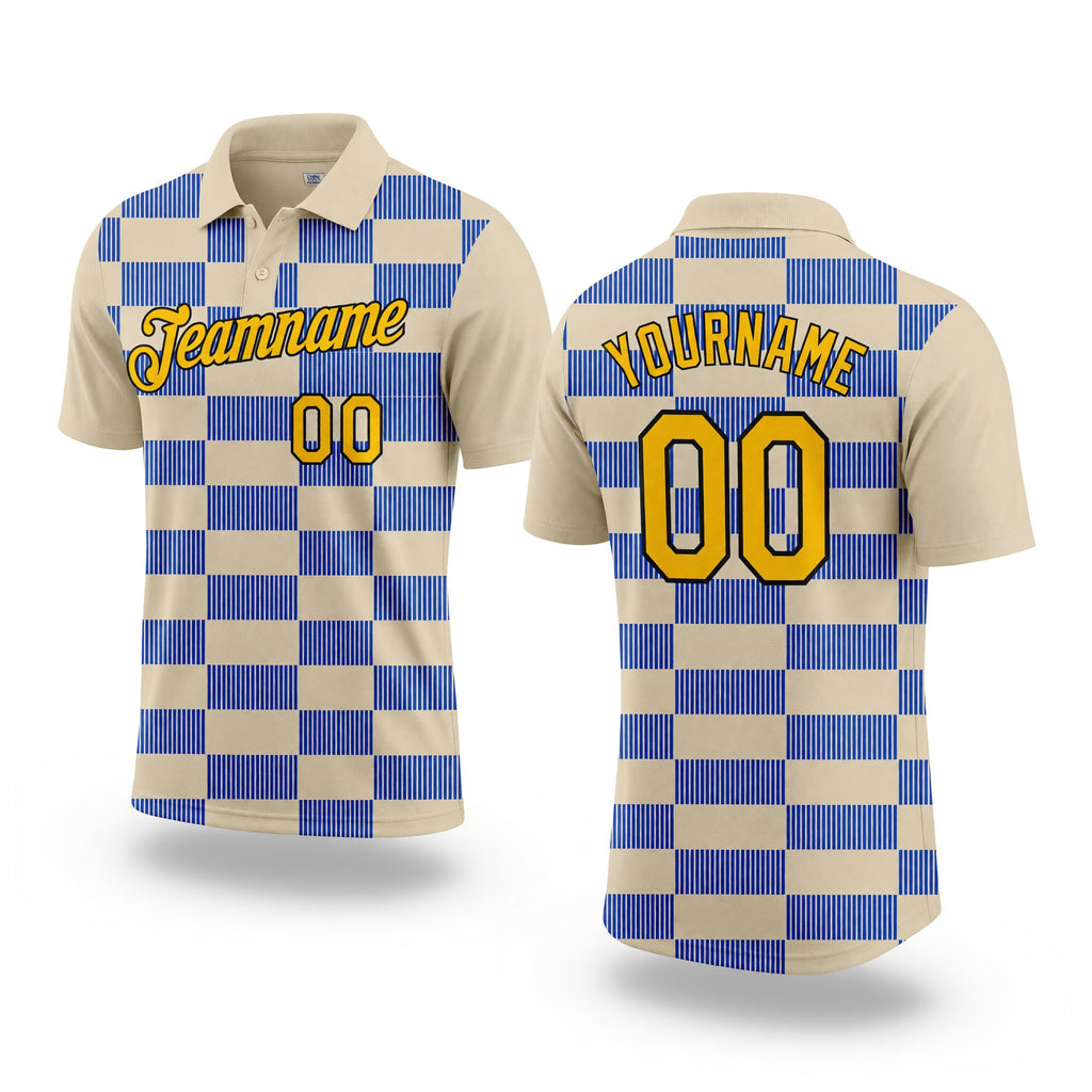 Custom Cream Gold Thunder Blue-Black 3D Esports Performance T-Shirt
