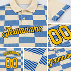 Custom Cream Gold Thunder Blue-Black 3D Esports Performance T-Shirt detail