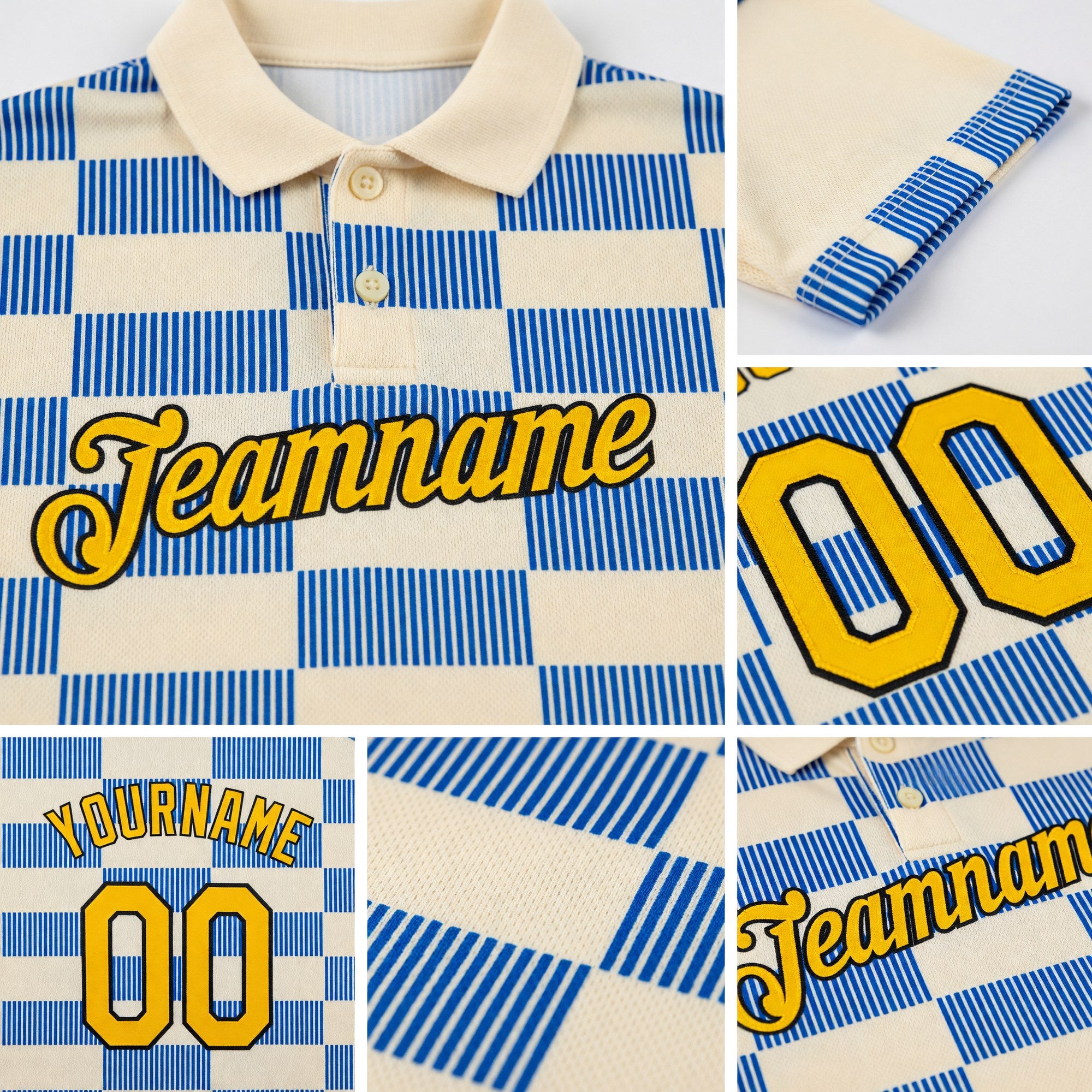 Custom Cream Gold Thunder Blue-Black 3D Esports Performance T-Shirt detail