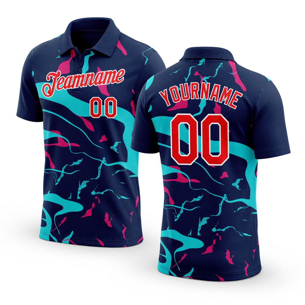 Custom Dark Purple Fire Red Ice Blue-Hot Pink 3D Esports Performance T-Shirt