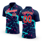 Custom Dark Purple Fire Red Ice Blue-Hot Pink 3D Esports Performance T-Shirt