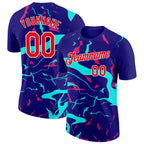 Custom Dark Purple Fire Red Ice Blue-Hot Pink 3D Esports Performance T-Shirt photo 1