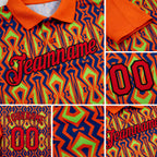 Custom Orange Fire Red US Navy Blue Aurora Green-Black 3D Esports Performance T-Shirt detail