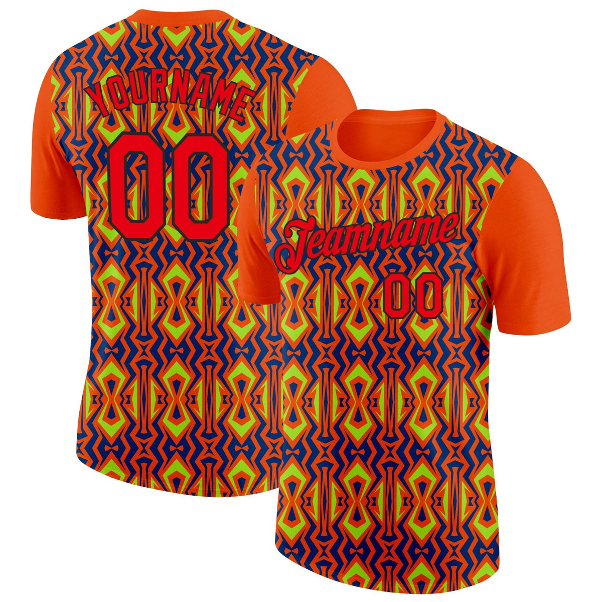 Custom Orange Fire Red US Navy Blue Aurora Green-Black 3D Esports Performance T-Shirt photo 1