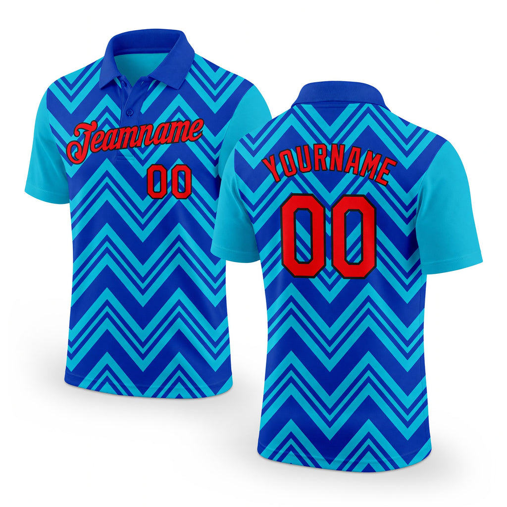 Custom Lakes Blue Fire Red Thunder Blue-Black 3D Esports Performance T-Shirt