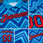 Custom Lakes Blue Fire Red Thunder Blue-Black 3D Esports Performance T-Shirt detail