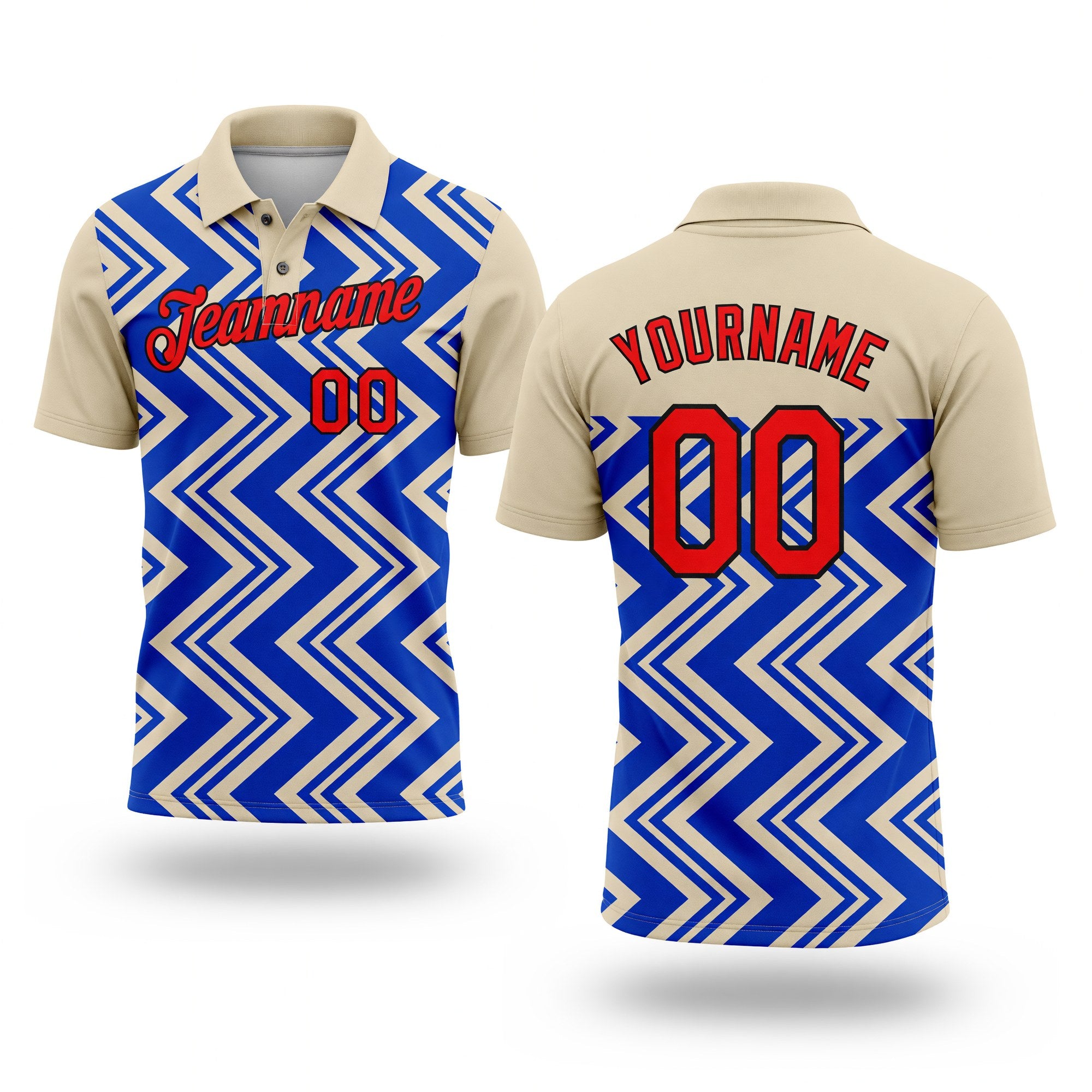 Custom Cream Fire Red Thunder Blue-Black 3D Esports Performance T-Shirt