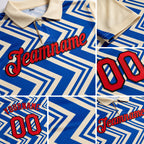Custom Cream Fire Red Thunder Blue-Black 3D Esports Performance T-Shirt detail