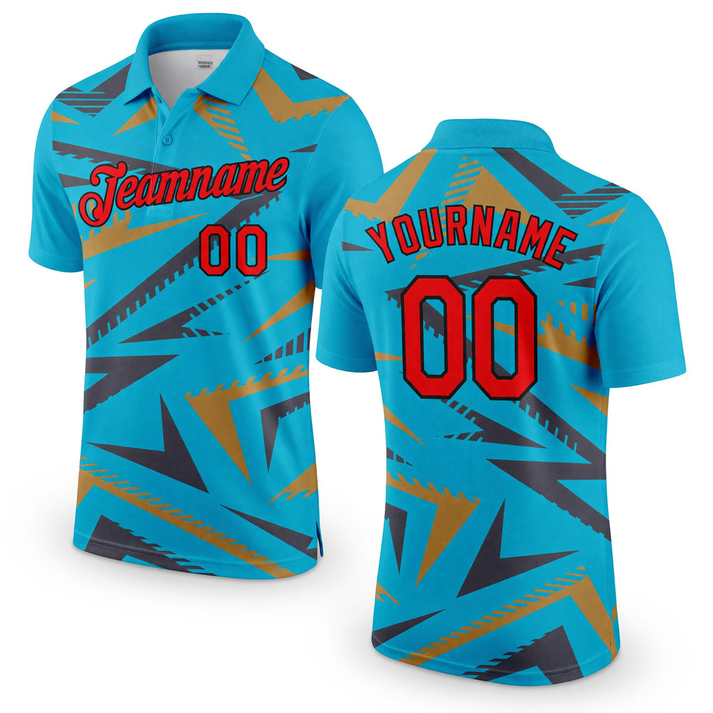 Custom Lakes Blue Fire Red Steel Gray Old Gold-Black 3D Esports Performance T-Shirt