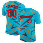 Custom Lakes Blue Fire Red Steel Gray Old Gold-Black 3D Esports Performance T-Shirt photo 1
