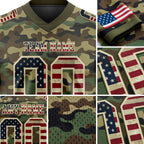 Custom Camo Vintage USA Flag Cream-Olive 3D Pattern Salute To Service Authentic Football Jersey detail
