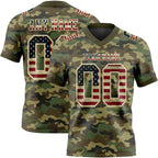Custom Camo Vintage USA Flag Cream-Olive 3D Pattern Salute To Service Authentic Football Jersey photo 1
