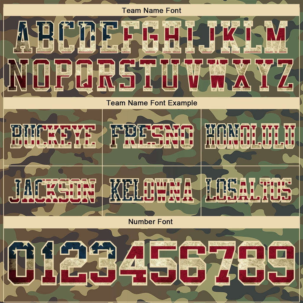 Custom Camo Vintage USA Flag Cream-Olive 3D Pattern Salute To Service Authentic Football Jersey photo 4