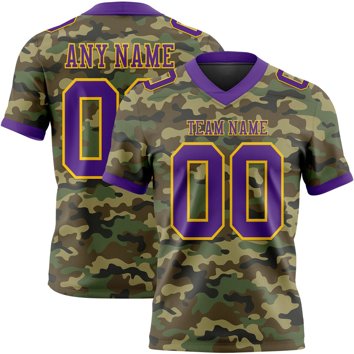 Custom Camo Purple-Yellow 3D Pattern Salute To Service Authentic Football Jersey photo 1
