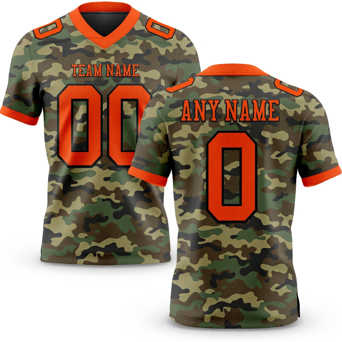 Custom Camo Orange-Black 3D Pattern Salute To Service Authentic Football Jersey