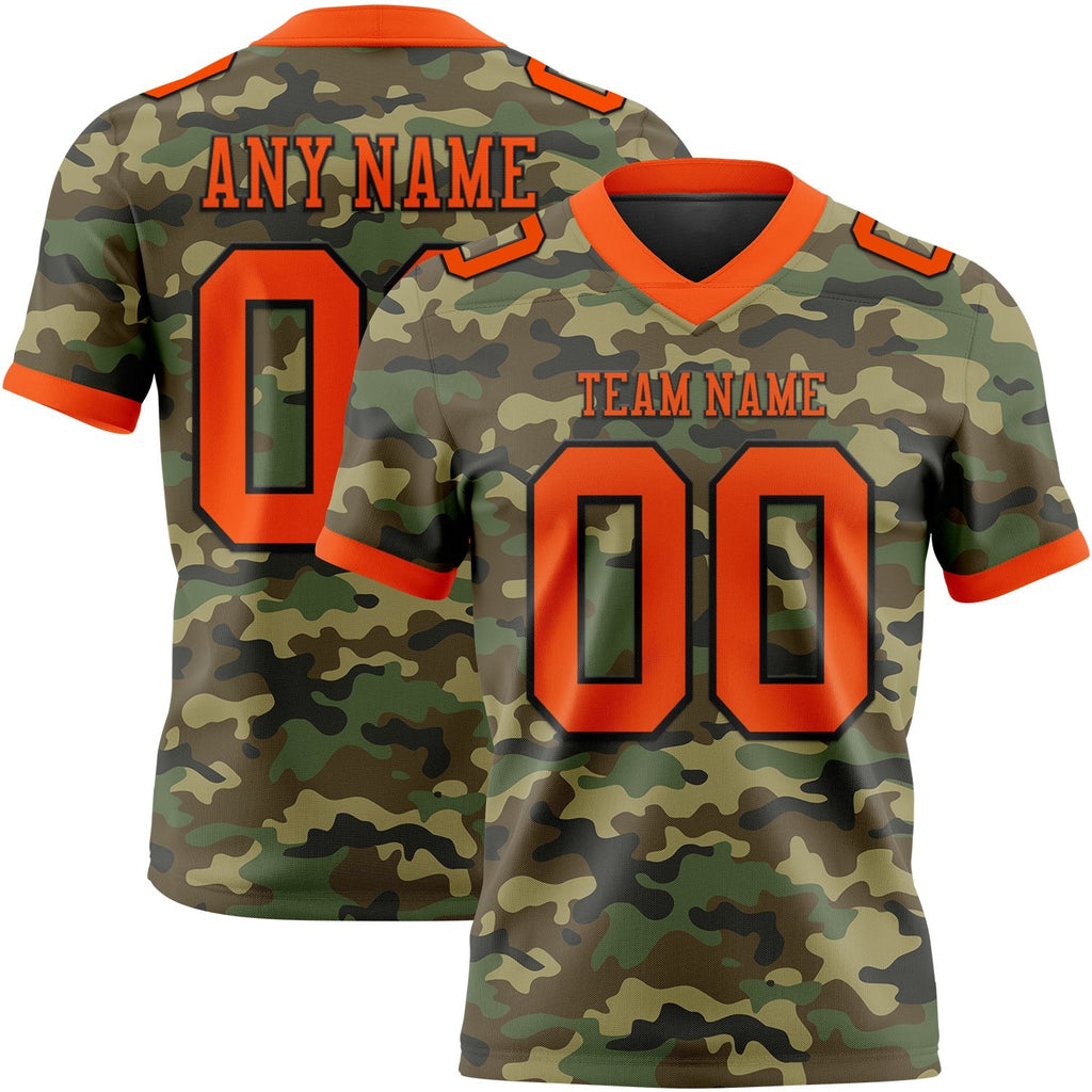 Custom Camo Orange-Black 3D Pattern Salute To Service Authentic Football Jersey photo 1