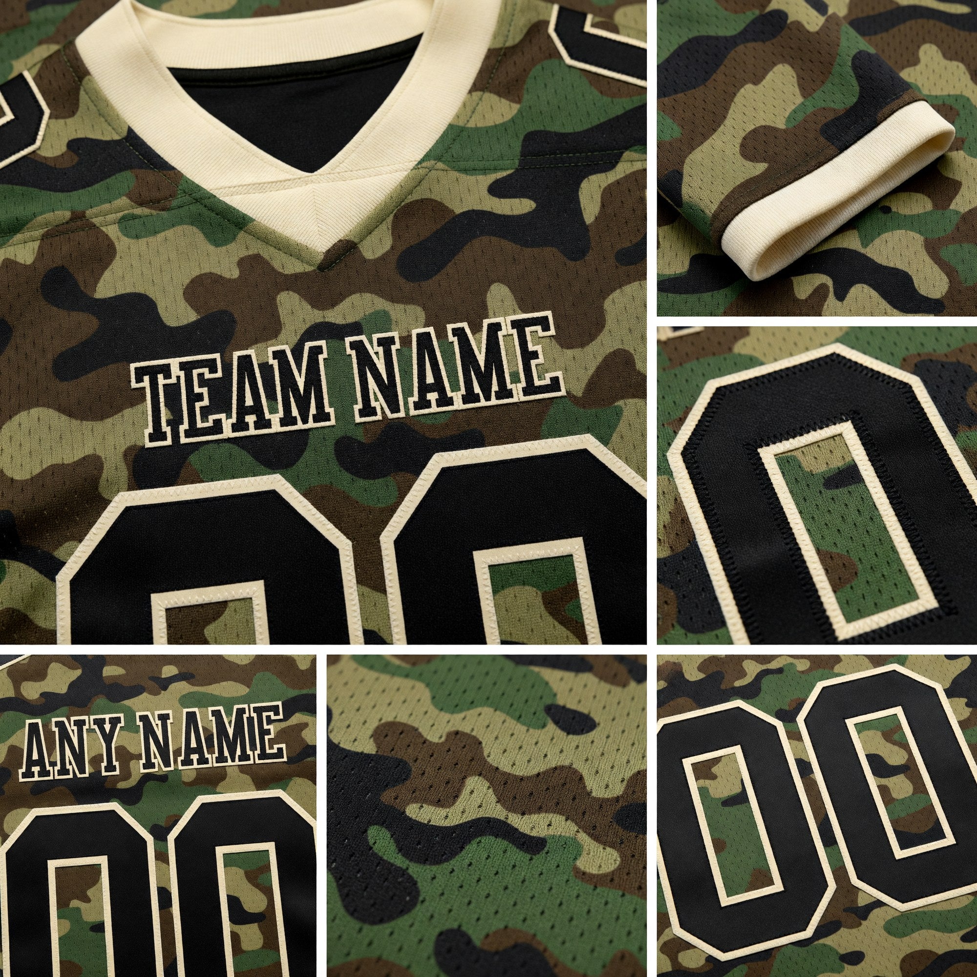 Custom Camo Black-Cream 3D Pattern Salute To Service Authentic Football Jersey detail
