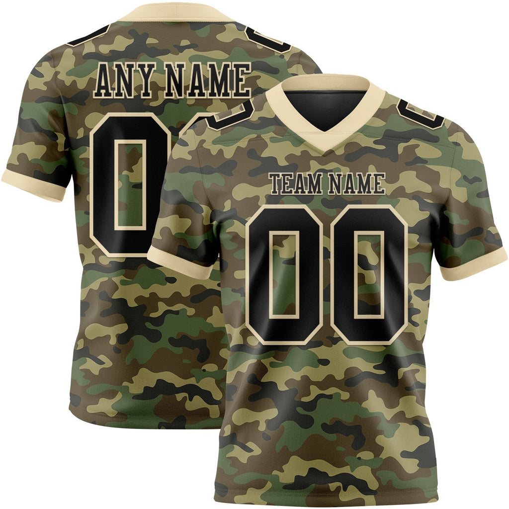 Custom Camo Black-Cream 3D Pattern Salute To Service Authentic Football Jersey photo 1