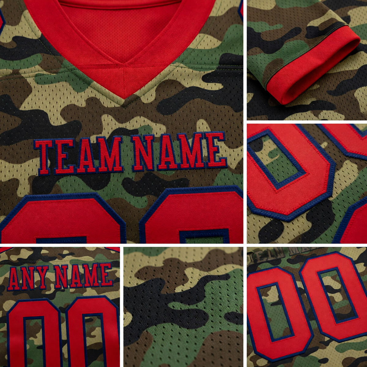 Custom Camo Red-Navy 3D Pattern Salute To Service Authentic Football Jersey detail