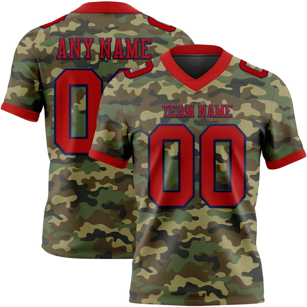 Custom Camo Red-Navy 3D Pattern Salute To Service Authentic Football Jersey photo 1