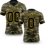 Custom Camo Black-Yellow 3D Pattern Salute To Service Authentic Football Jersey