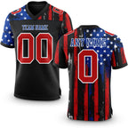 Custom Black Red Royal-White 3D Pattern American Flag Authentic Football Jersey