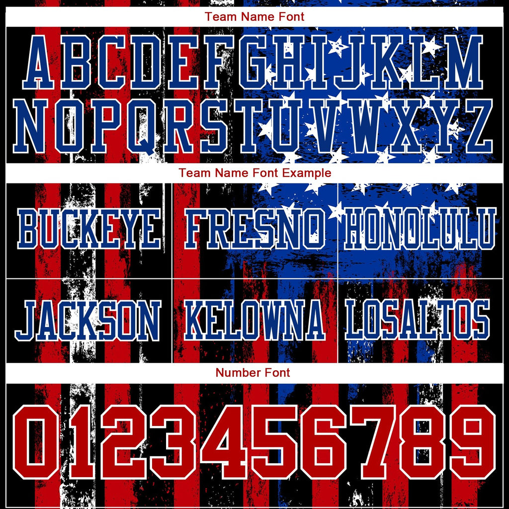 Custom Black Red Royal-White 3D Pattern American Flag Authentic Football Jersey photo 4