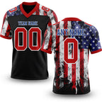 Custom Black Red Royal-White 3D Pattern American Flag Authentic Football Jersey
