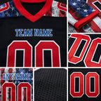 Custom Black Red Royal-White 3D Pattern American Flag Authentic Football Jersey detail