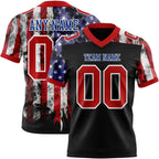 Custom Black Red Royal-White 3D Pattern American Flag Authentic Football Jersey photo 1