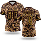 Custom Brown Old Gold 3D Pattern Leopard Print Authentic Football Jersey