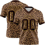 Custom Brown Old Gold 3D Pattern Leopard Print Authentic Football Jersey photo 1