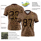 Custom Brown Old Gold 3D Pattern Leopard Print Authentic Football Jersey photo 3