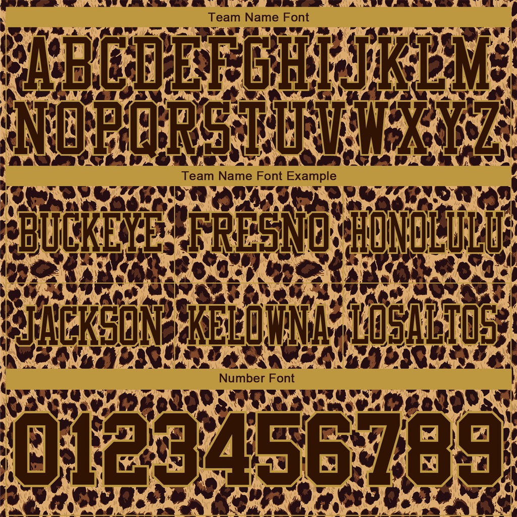 Custom Brown Old Gold 3D Pattern Leopard Print Authentic Football Jersey photo 4