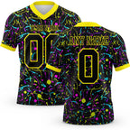Custom Graffiti Pattern Black-Light Yellow 3D Pattern Splash Authentic Football Jersey