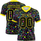 Custom Graffiti Pattern Black-Light Yellow 3D Pattern Splash Authentic Football Jersey photo 1