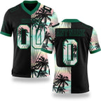 Custom Black Kelly Green 3D Pattern Tropical Hawaii Palm Leaves Authentic Football Jersey