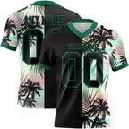 Custom Black Kelly Green 3D Pattern Tropical Hawaii Palm Leaves Authentic Football Jersey photo 1