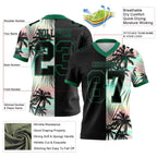 Custom Black Kelly Green 3D Pattern Tropical Hawaii Palm Leaves Authentic Football Jersey photo 3