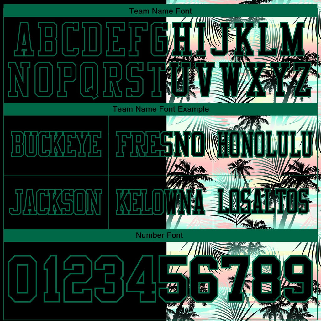 Custom Black Kelly Green 3D Pattern Tropical Hawaii Palm Leaves Authentic Football Jersey photo 4