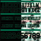 Custom Black Kelly Green 3D Pattern Tropical Hawaii Palm Leaves Authentic Football Jersey photo 4