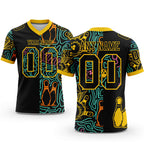 Custom Black Yellow 3D Pattern Bowling Authentic Football Jersey