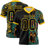Custom Black Yellow 3D Pattern Bowling Authentic Football Jersey photo 1