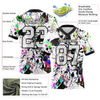 Custom Graffiti Pattern White-Black 3D Pattern Splash Authentic Football Jersey photo 2