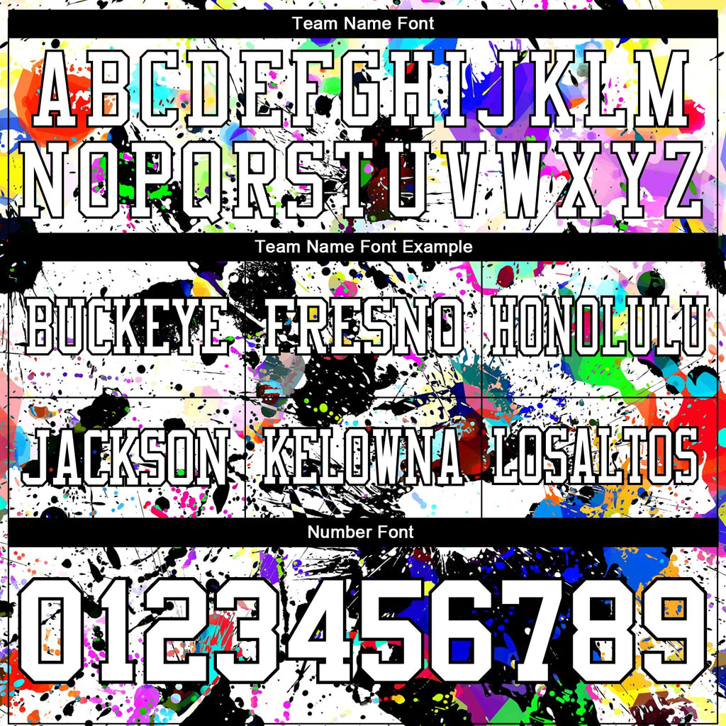 Custom Graffiti Pattern White-Black 3D Pattern Splash Authentic Football Jersey photo 3